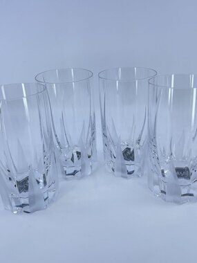 vintage mikasa flame d'amore pattern cut crystal highball glasses set of 4